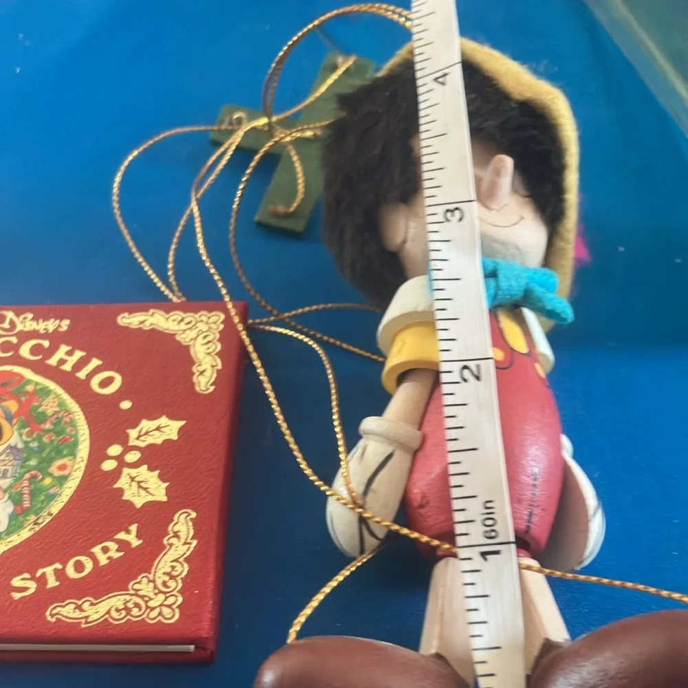 Disney Pinocchio Red and Gold Christmas Set of ornaments